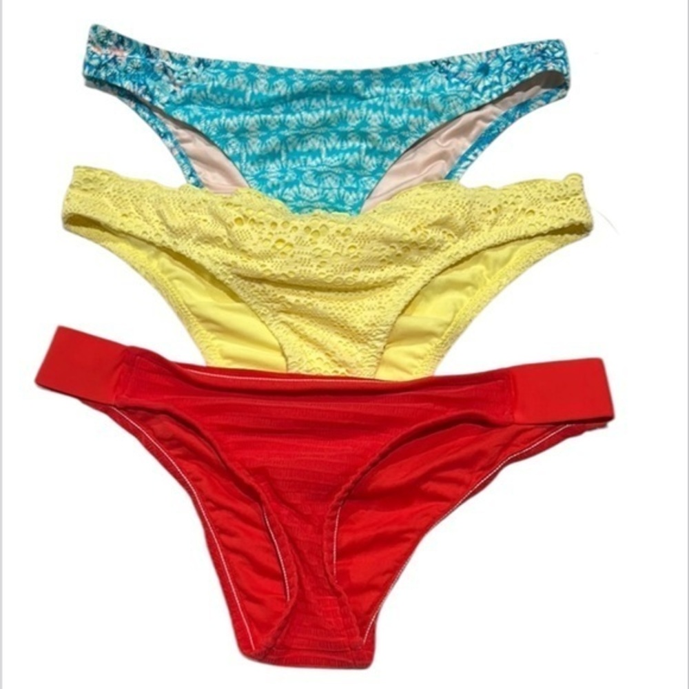Bikini Swim bundle of 3 pairs bottoms red blue yellow XL new